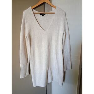 Something Navy Fitted Long Sleeve Sweater Dress beige oatmeal cozy quiet Luxury